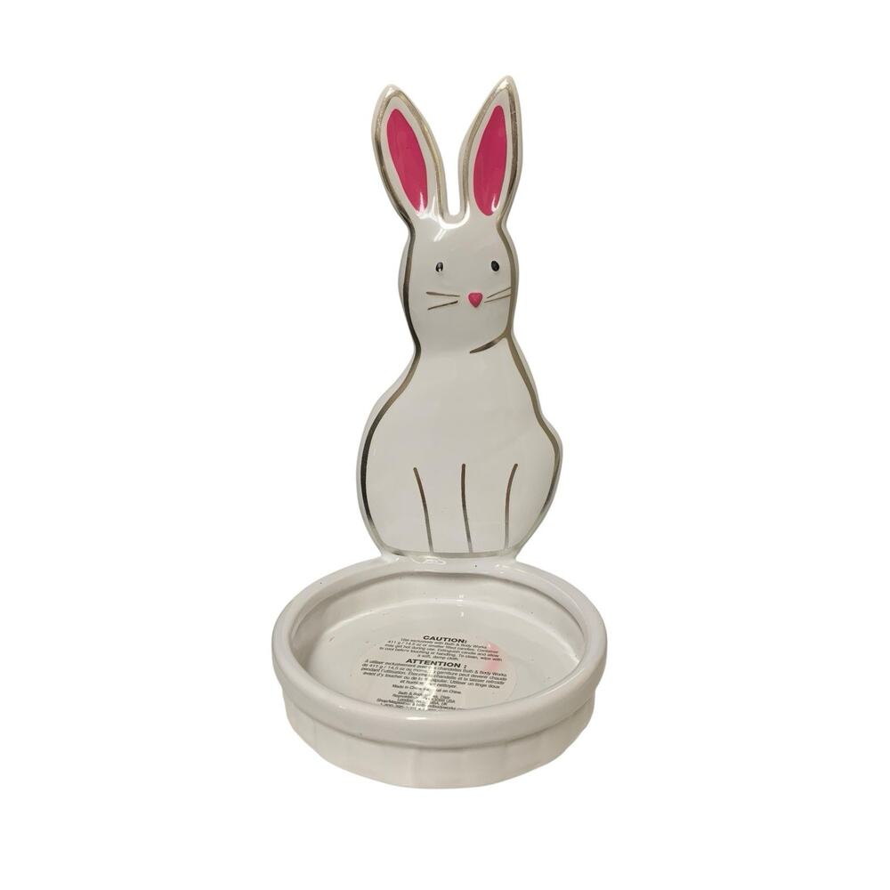 Bath & Body Works Ceramic Easter Bunny Standing 3 Wick Candle Holder‎ White Rare
